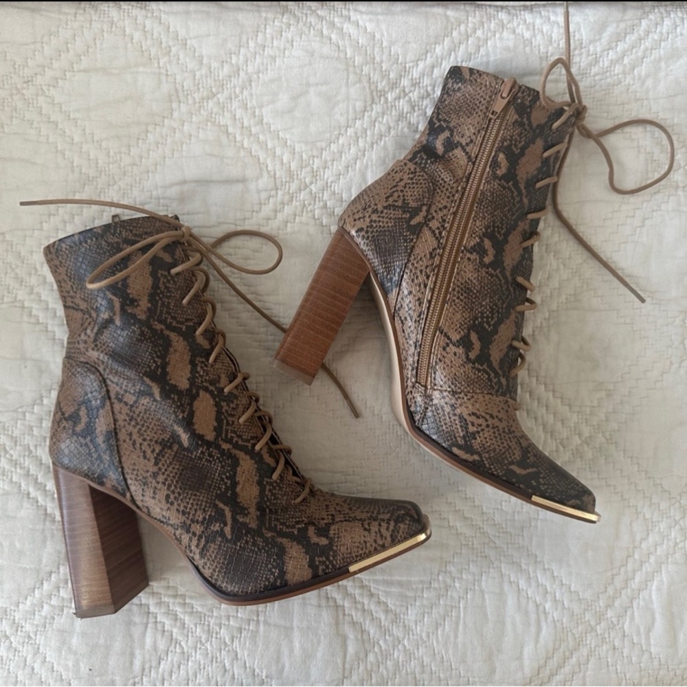 Steve Madden Franny Snake Lace Up Booties